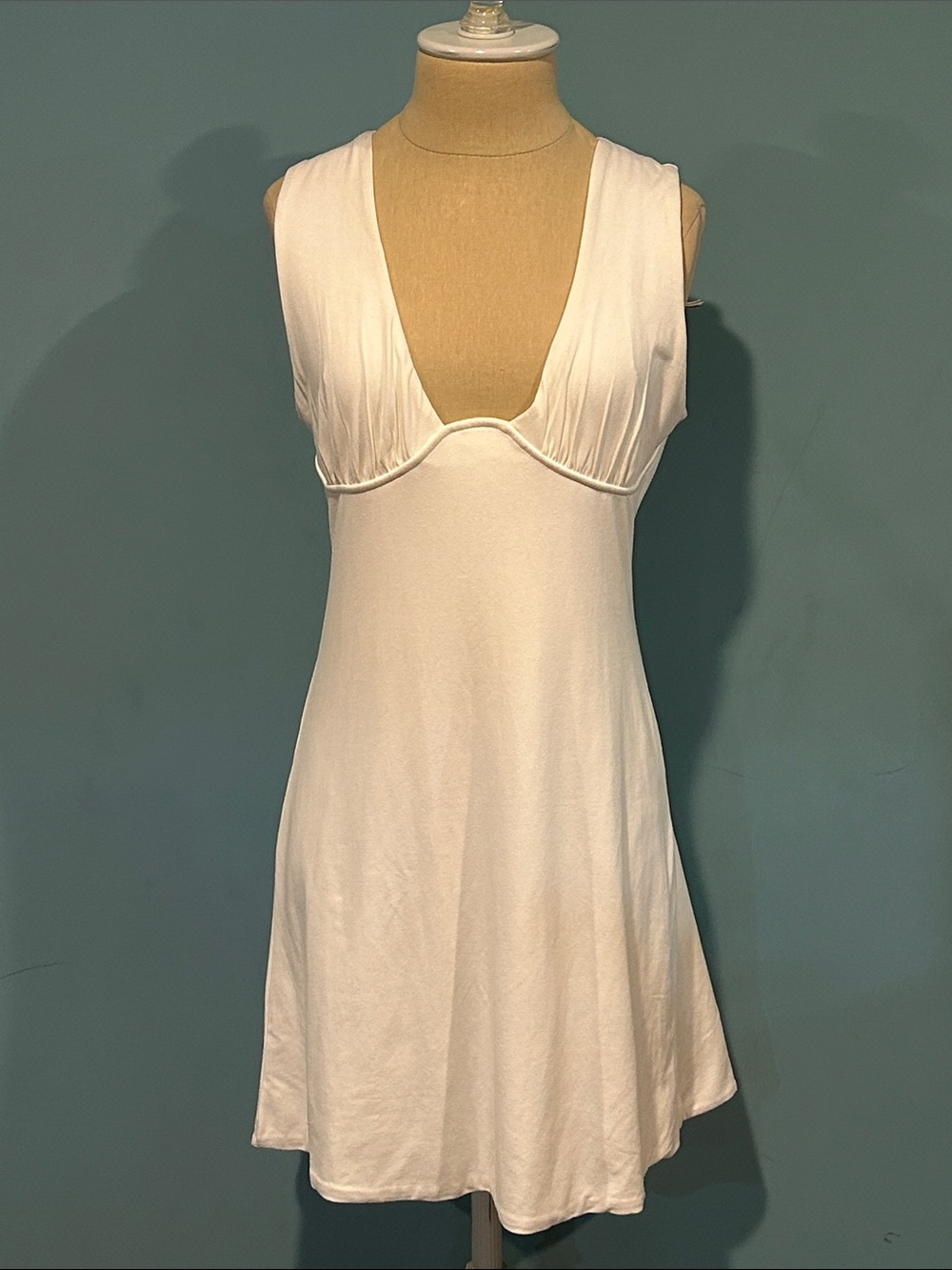 Oh Polly Rio Ruched Bust A-line Mini Dress size 8 White Modal